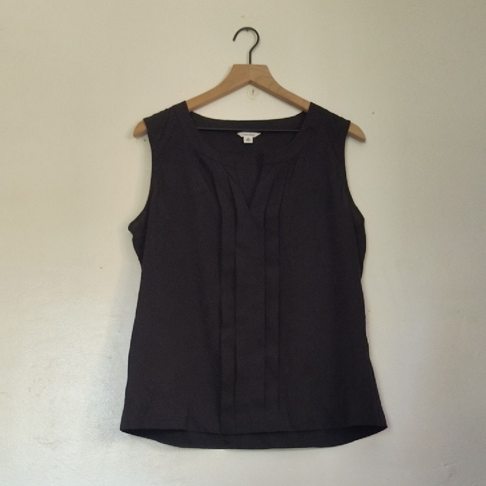 Calvin Klein Black Sleeveless Blouse with Pintuck Details Sz Med Women